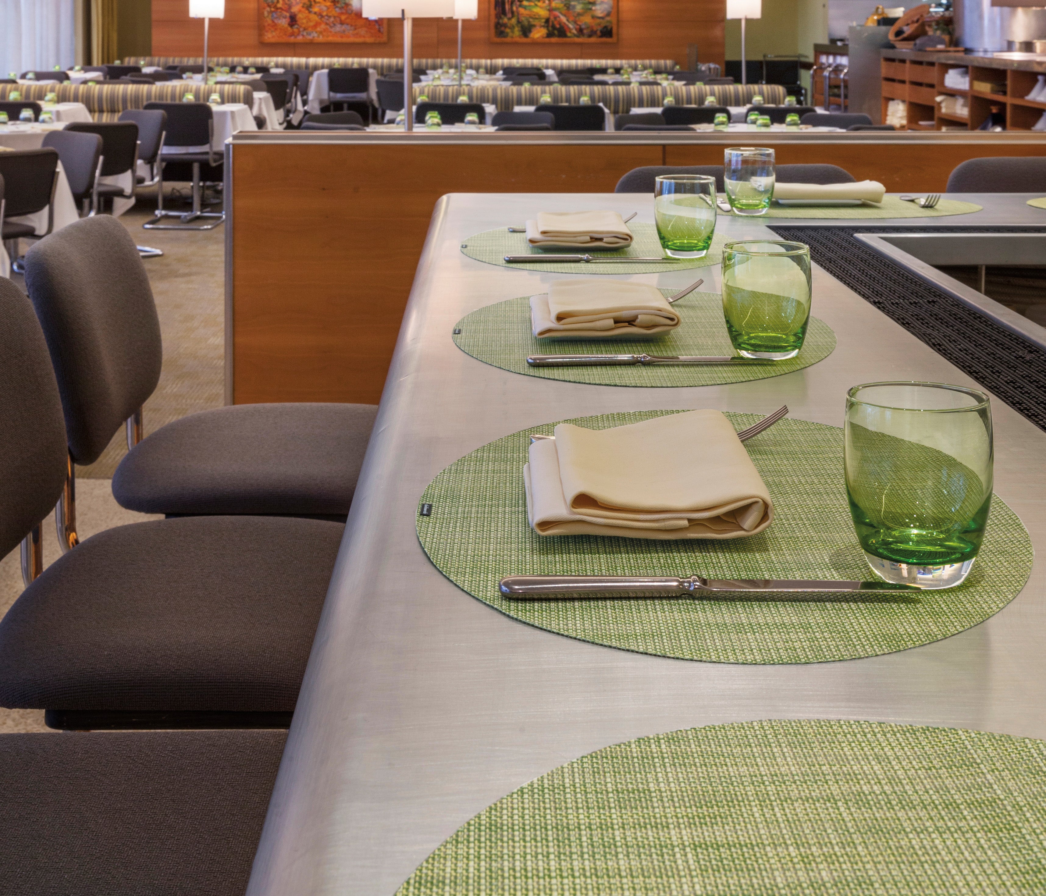 Detail image of Chilewich woven material showcasing texture, color, and pattern of the terrastrand yarn weave.