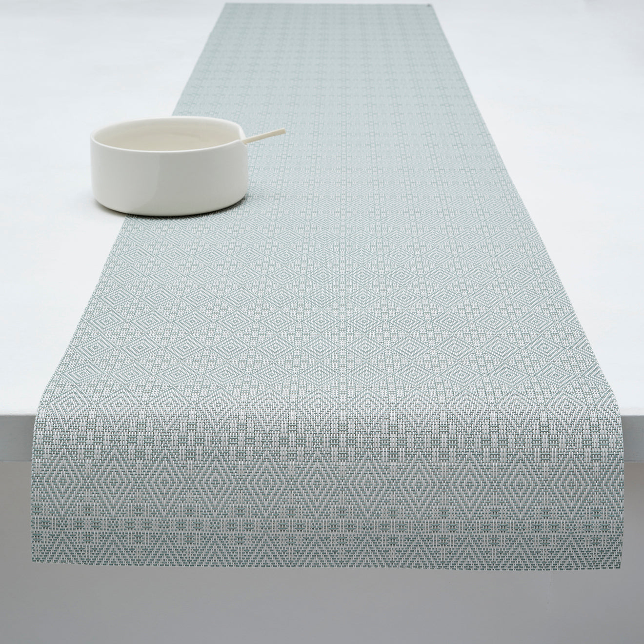 14'' x 72'' Table Runners in Muted Light Blue Green with White