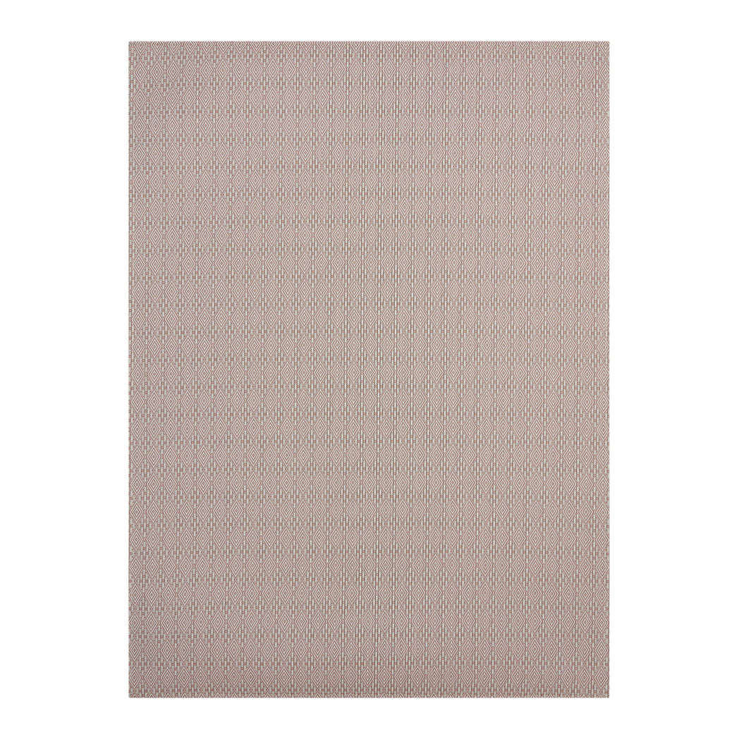 Burnt Coral Woven Floor Mat in Muted Midtone Warm Red with White
