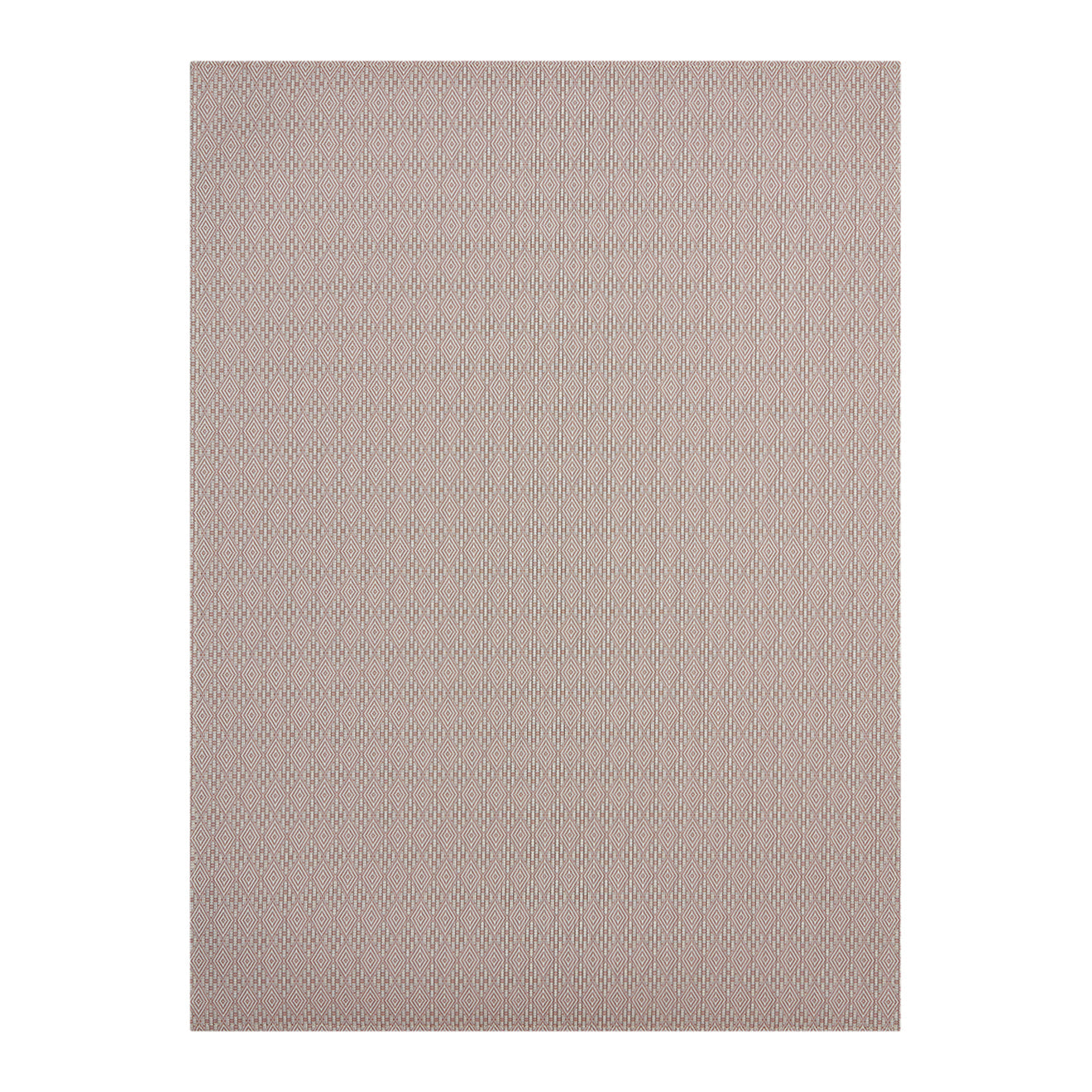 Burnt Coral Woven Floor Mat in Muted Midtone Warm Red with White