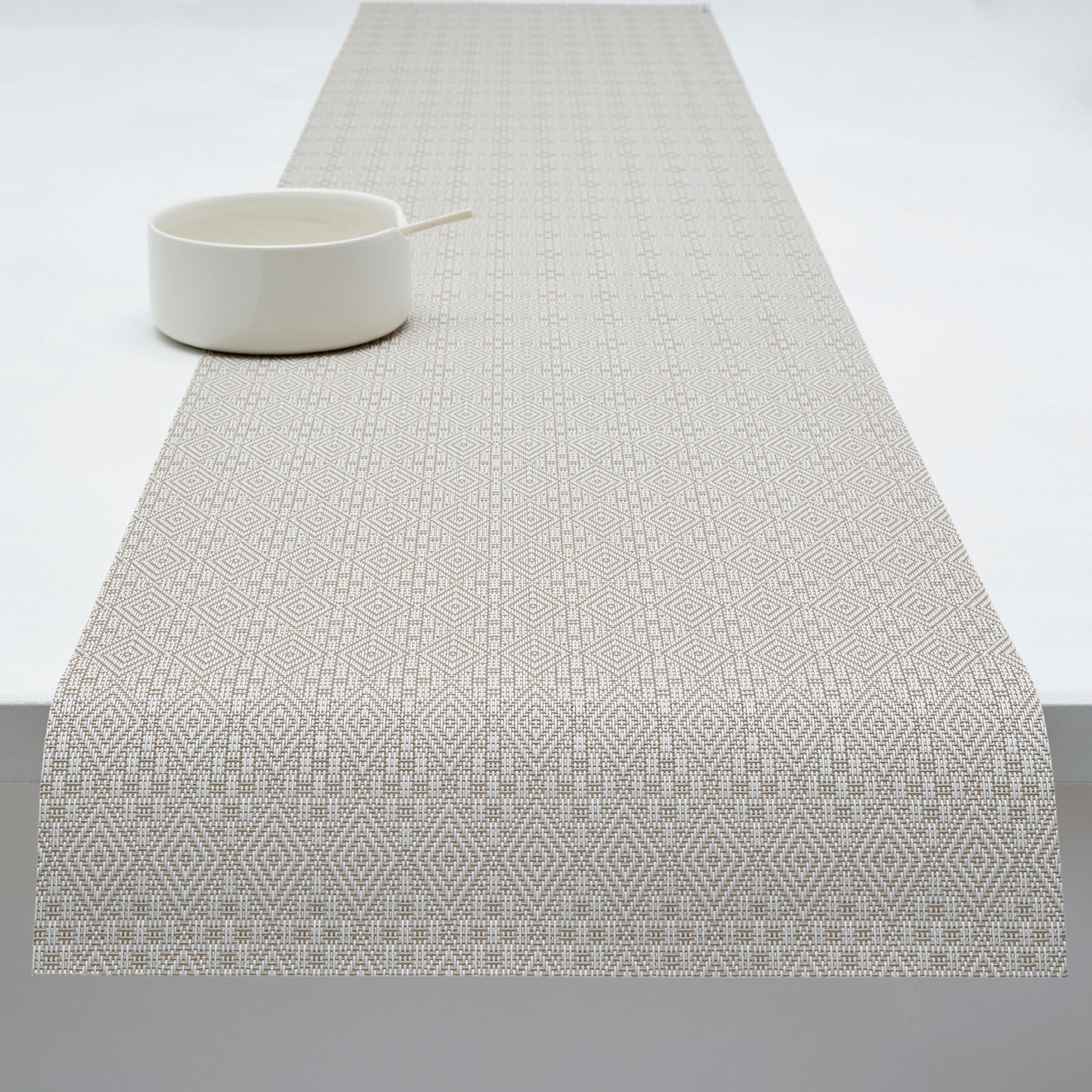 14'' x 72'' Table Runners in Light Neutral Beige with White