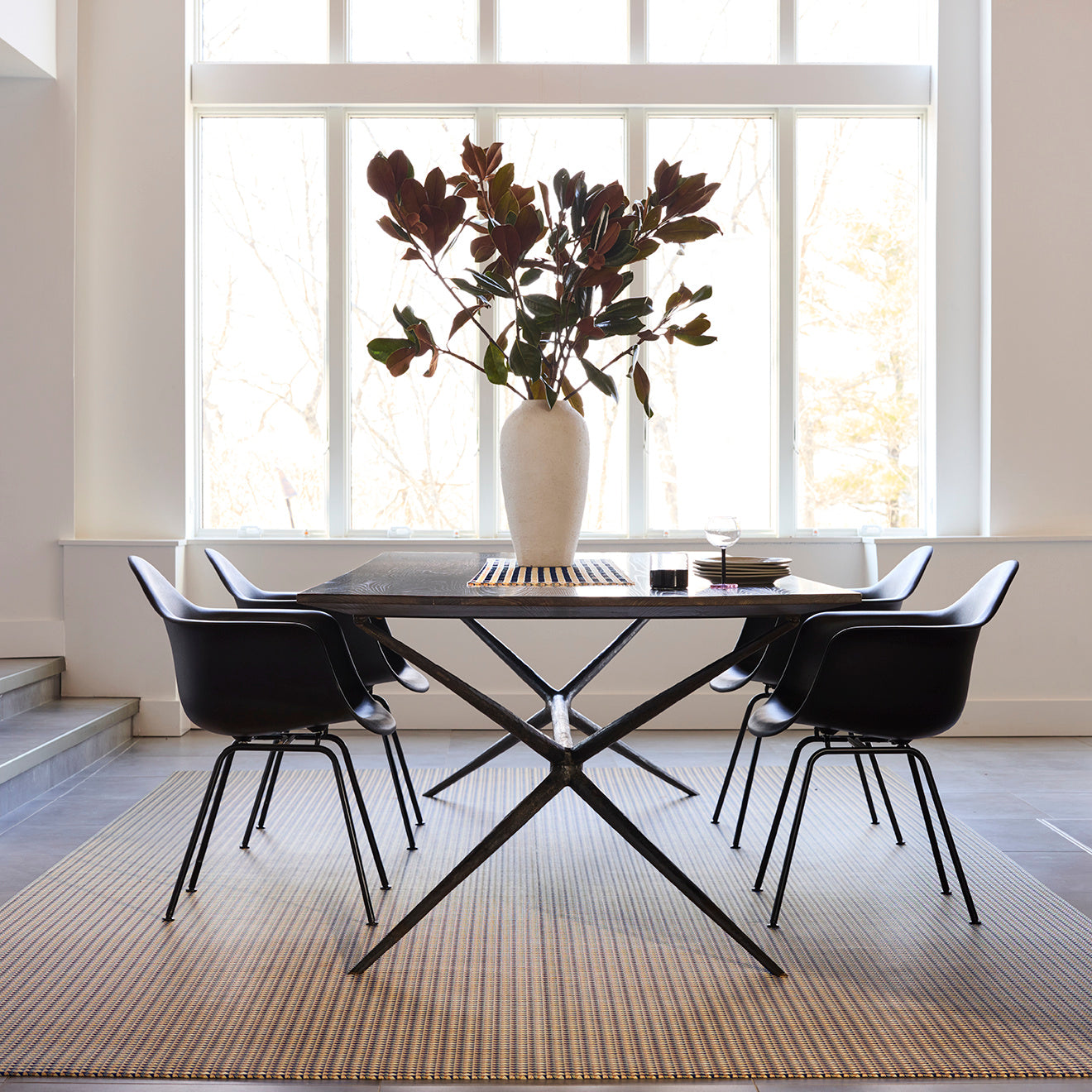 Chilewich woven floor mat in neutral woven terrastrand yarn, durable and stylish for modern living spaces.
