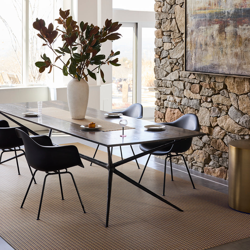 Chilewich woven floor mat in neutral woven terrastrand yarn, durable and stylish for modern living spaces.