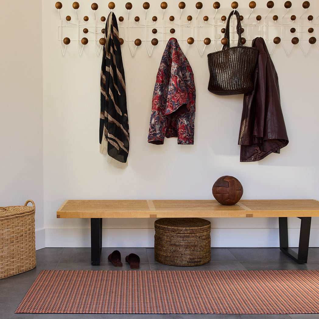 Chilewich woven floor mat in neutral woven terrastrand yarn, durable and stylish for modern living spaces.