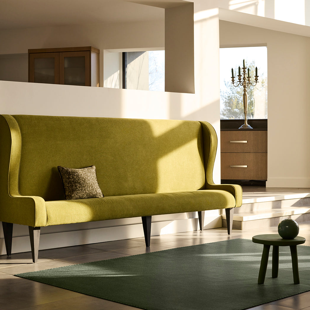 Chilewich woven floor mat in neutral woven terrastrand yarn, durable and stylish for modern living spaces.