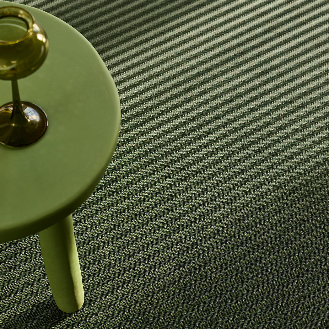 Chilewich woven floor mat in neutral woven terrastrand yarn, durable and stylish for modern living spaces.