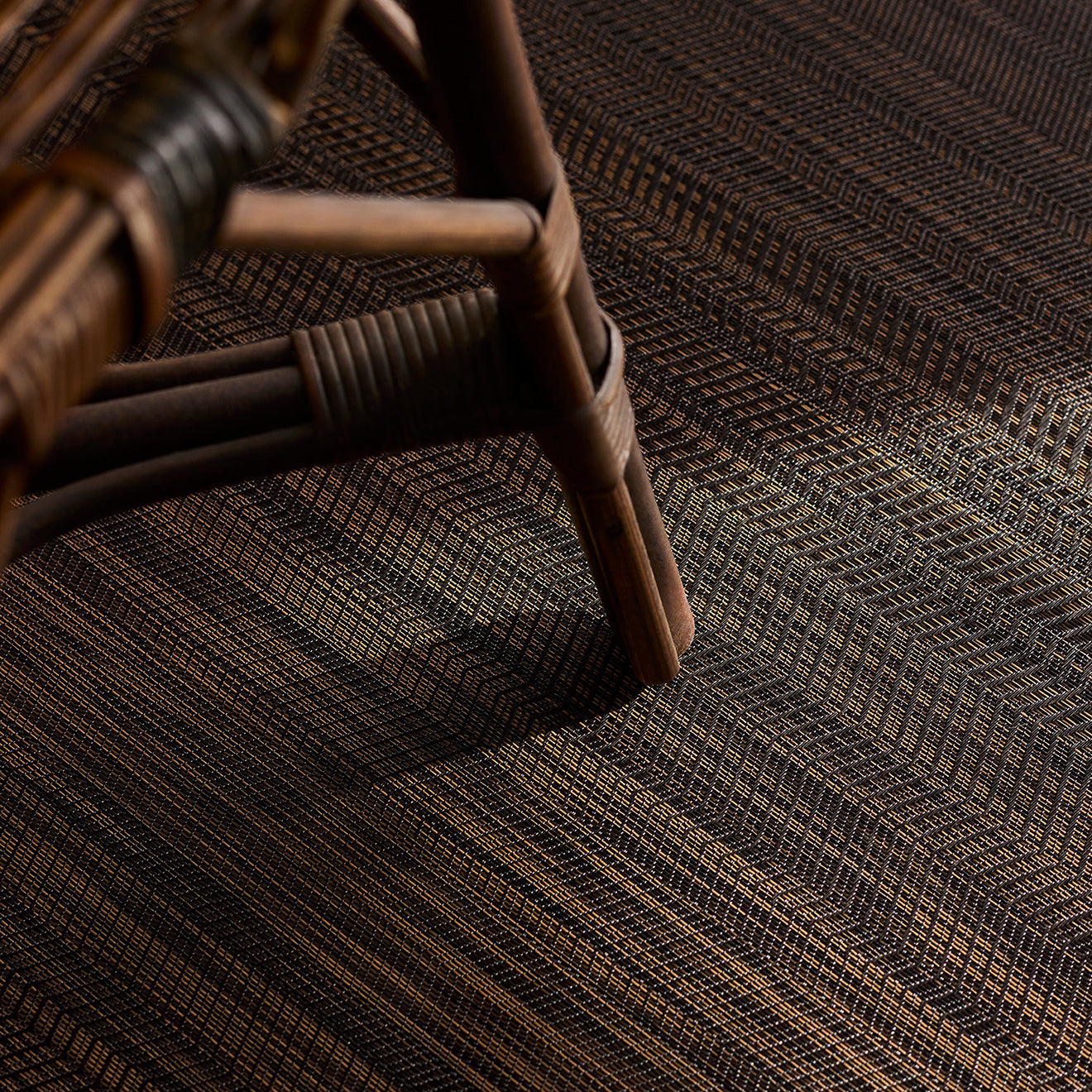 Chilewich woven floor mat in neutral woven terrastrand yarn, durable and stylish for modern living spaces.