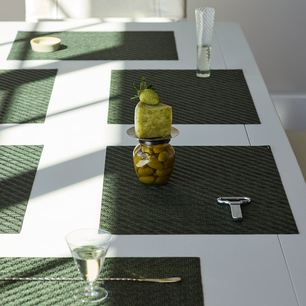 Detail image of Chilewich woven material showcasing texture, color, and pattern of the terrastrand yarn weave.