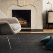 Chilewich Basketweave floor mat in Cool, showcasing woven terrastrand yarn texture and modern design aesthetic.