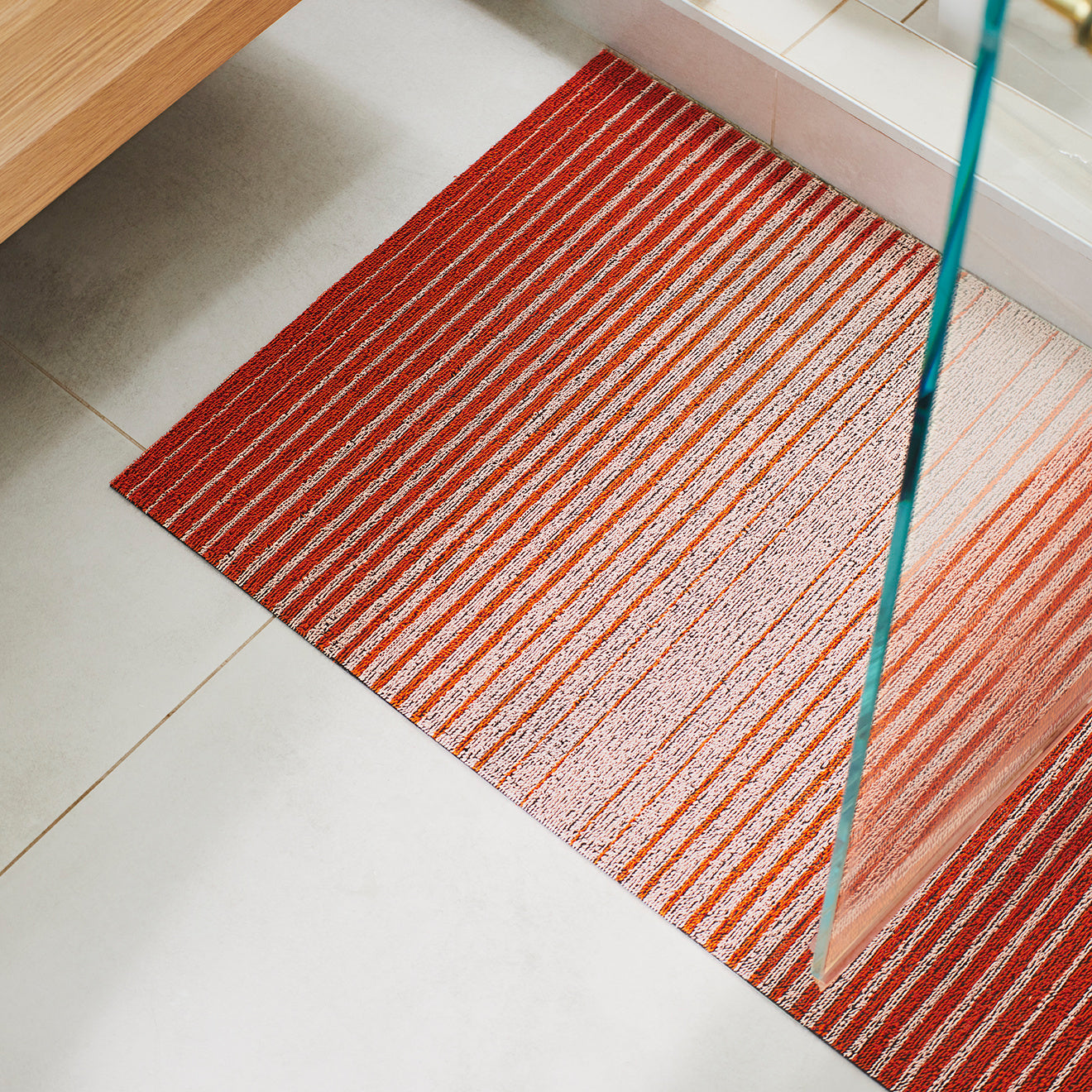Domino Stripe Shag Mats - Apricot