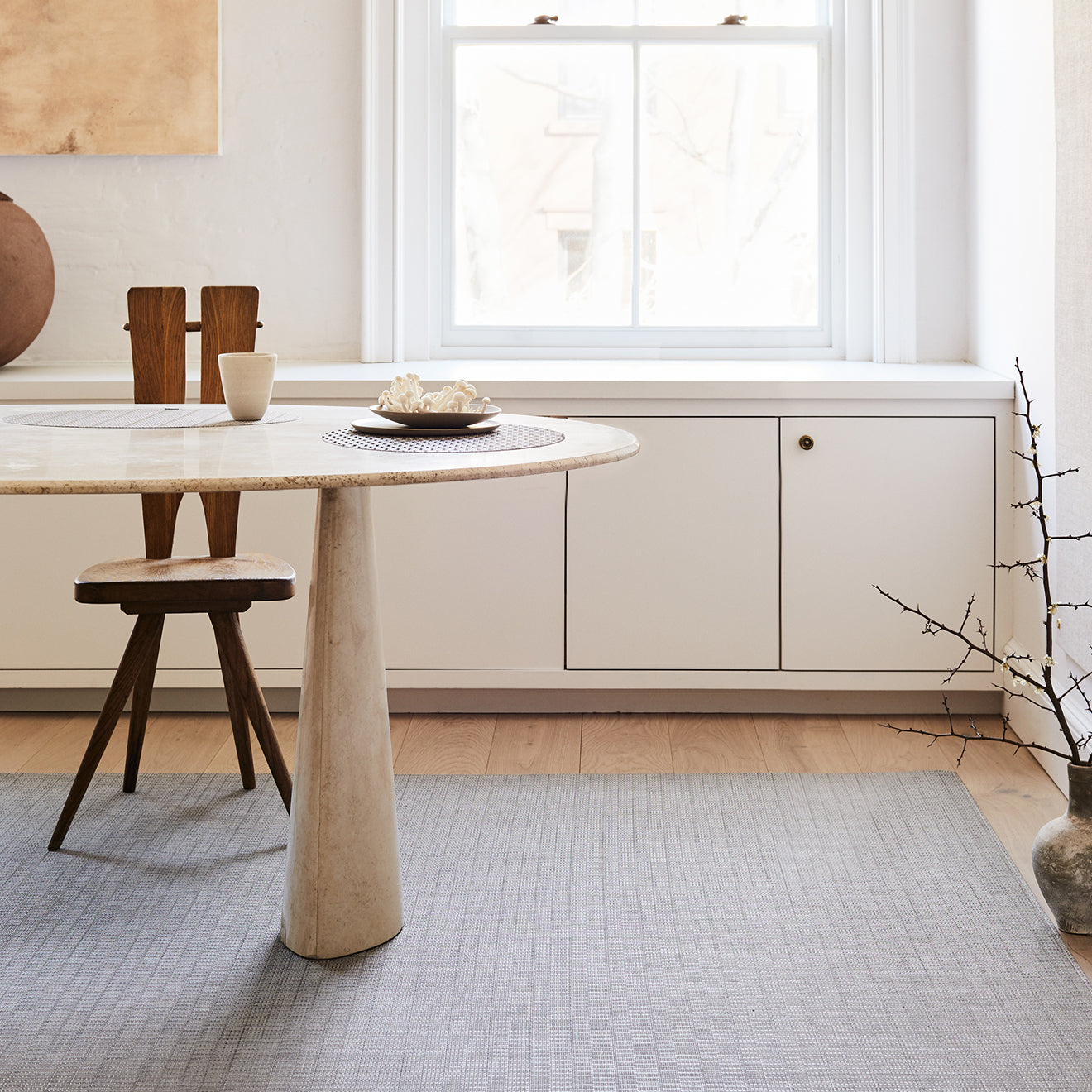 Umber Woven Floor Mat in Mix of Midtone Warm Silver with Light and Dark Greige