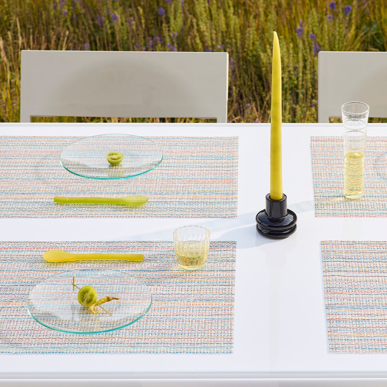 Detail image of Chilewich woven material showcasing texture, color, and pattern of the terrastrand yarn weave.