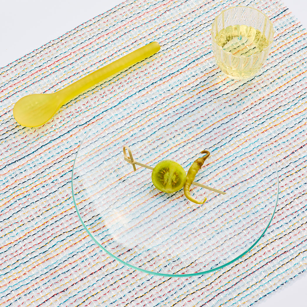 Detail image of Chilewich woven material showcasing texture, color, and pattern of the terrastrand yarn weave.