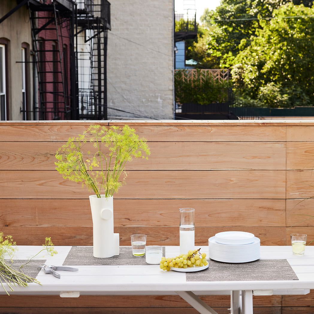 Detail image of Chilewich woven material showcasing texture, color, and pattern of the terrastrand yarn weave.