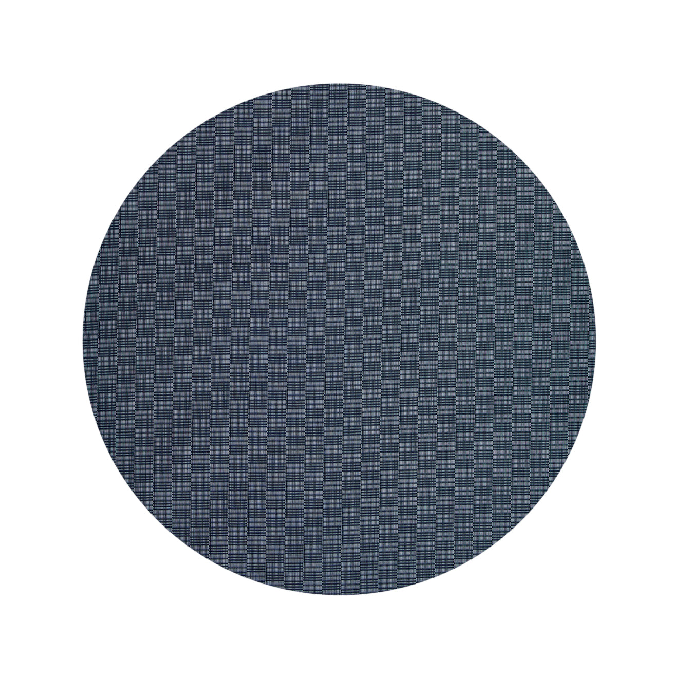 Round Woven Floor Mat in Dark Navy Blue with Light Blue