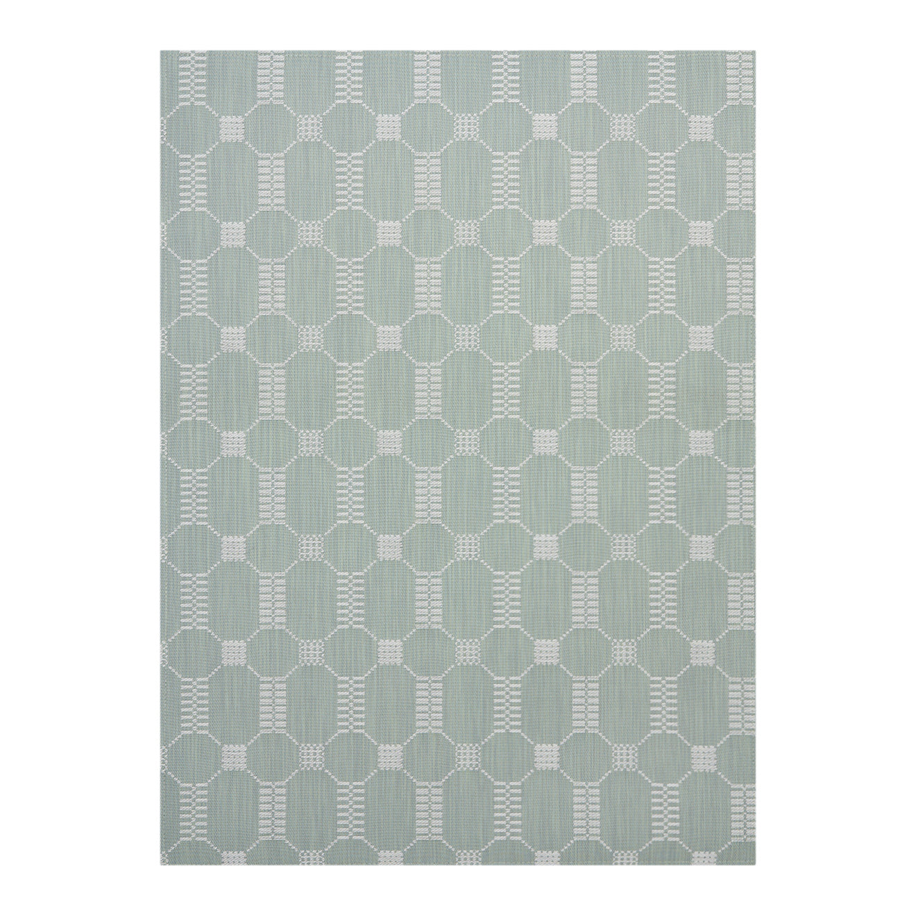 Abalone Woven Floor Mat in Muted Light Blue Green with White