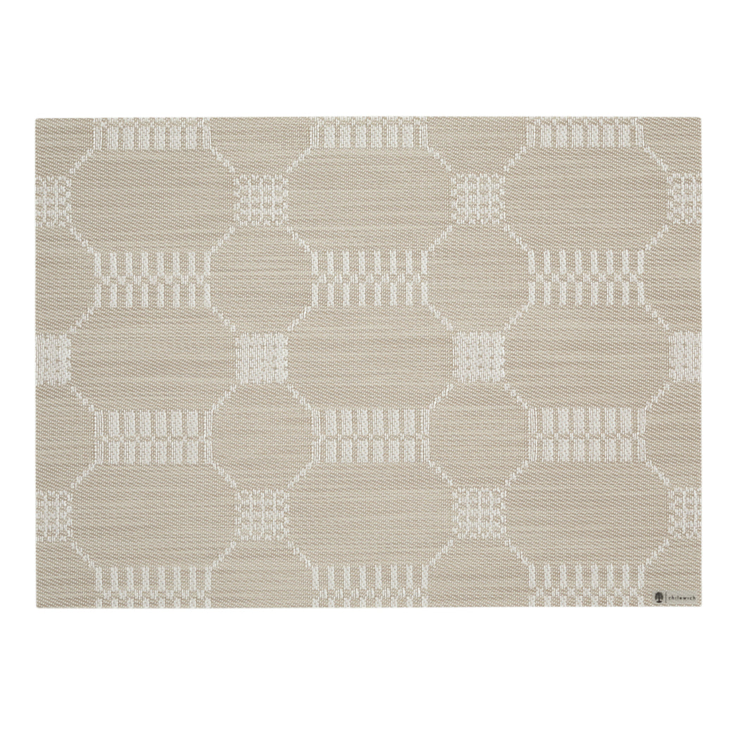 Rectangle Placemats in Midtone Neutral Beige with White Accents 