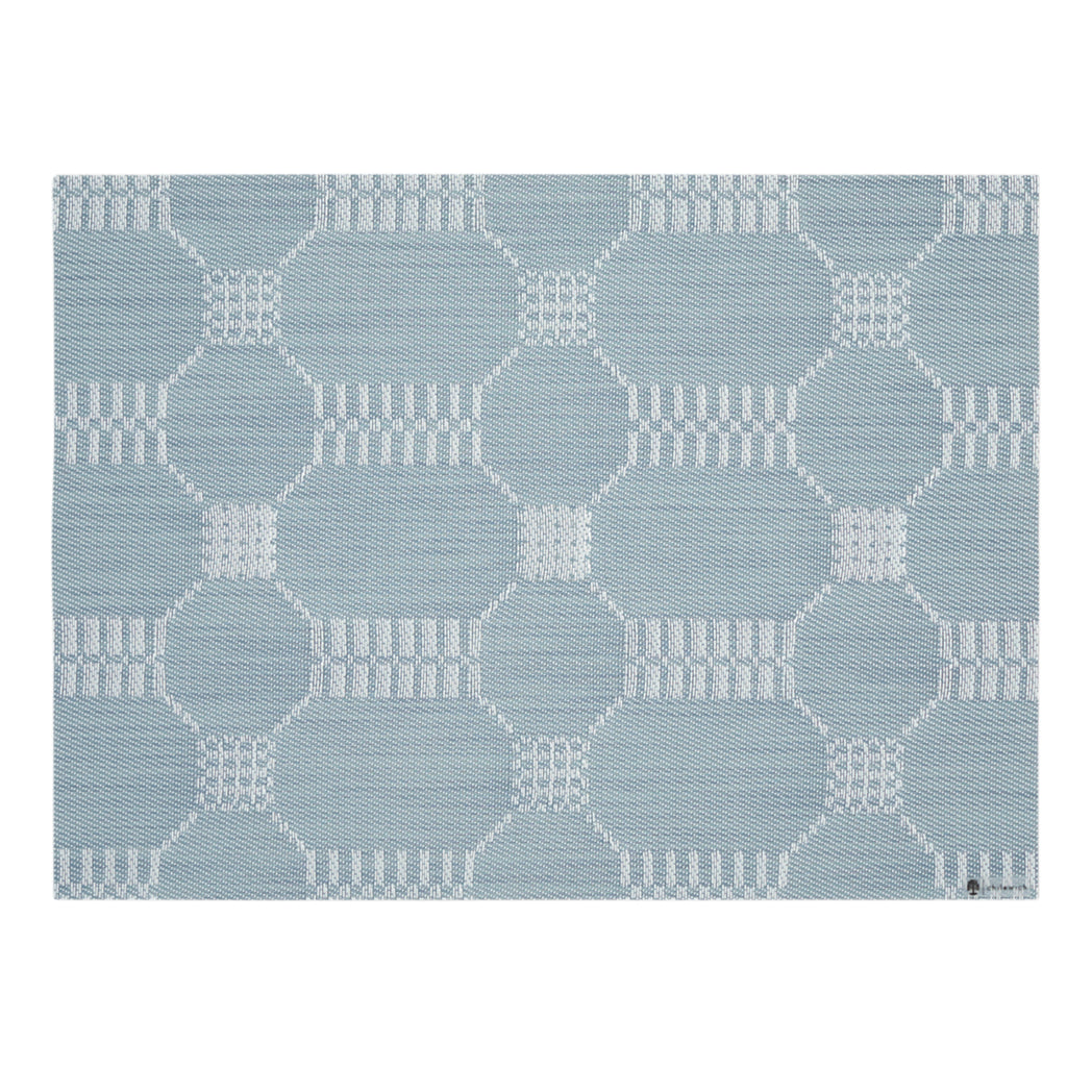 Rectangle Placemats in Muted Light Blue with White Accents