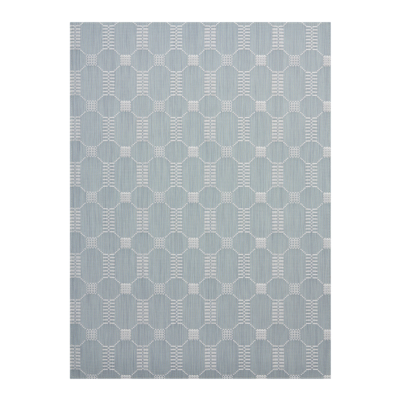 Sea Woven Floor Mat in Muted Light Blue with White