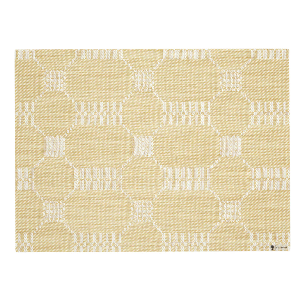 Rectangle Placemats in Muted Light Yellow with White Accents