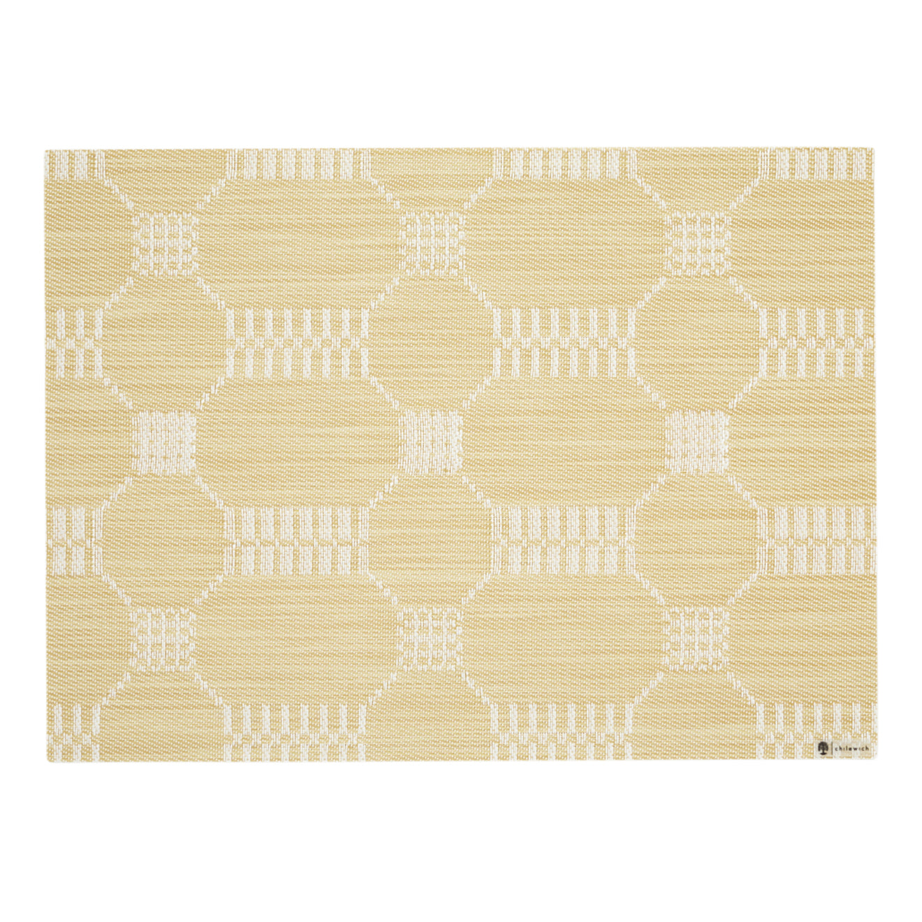 Rectangle Placemats in Muted Light Yellow with White Accents