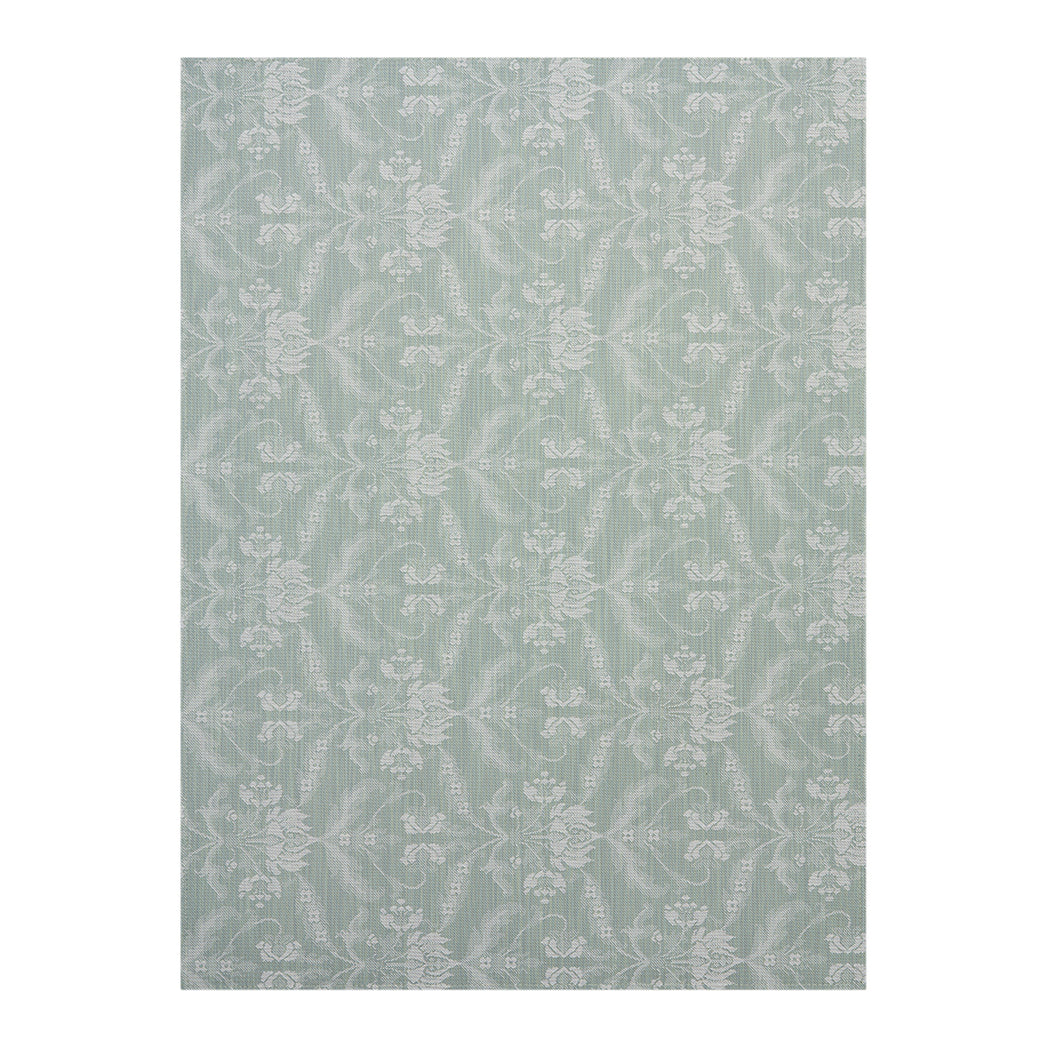 Abalone Woven Floor Mat in Muted Light Blue Green with White