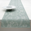 14'' x 72'' Table Runners in Muted Light Blue Green Base with White Accents