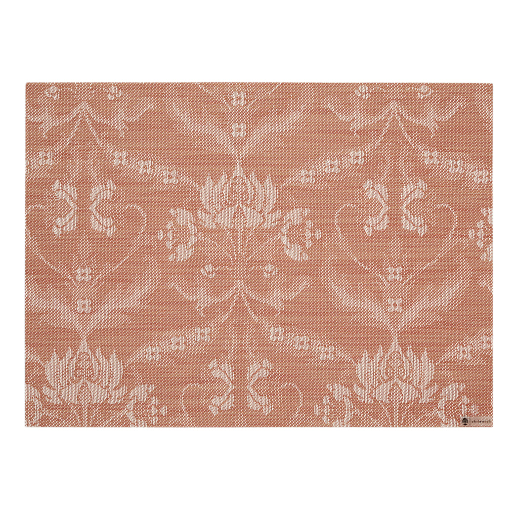 Rectangle Placemats in Muted Light Orange Red with White Accents