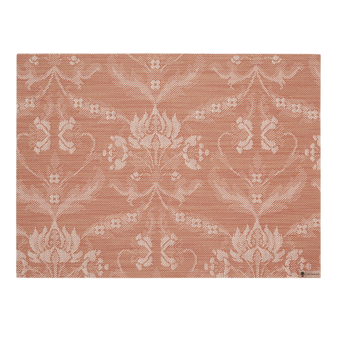 Rectangle Placemats in Muted Light Orange Red with White Accents