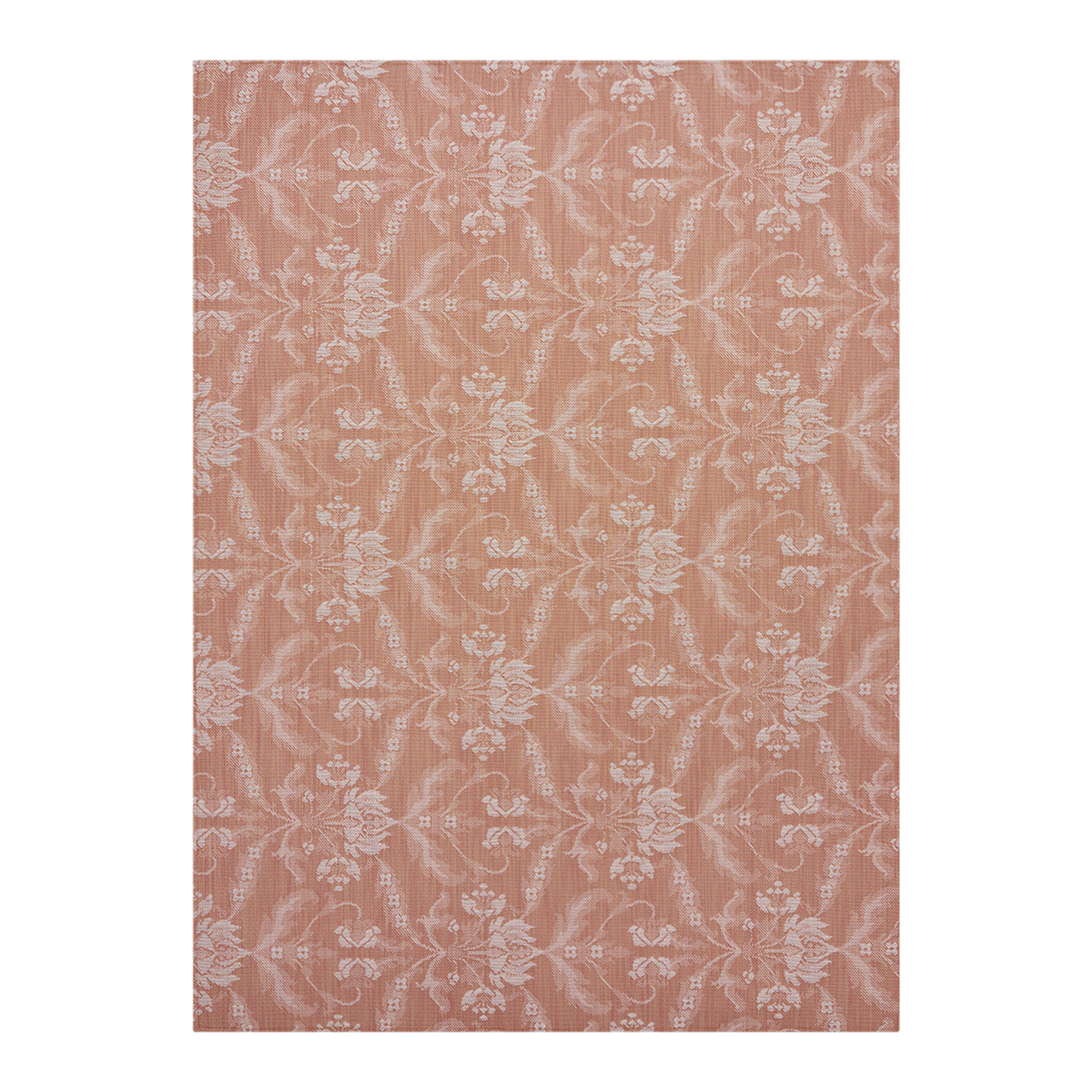 Burnt Coral Woven Floor Mat in Muted Midtone Warm Red with White