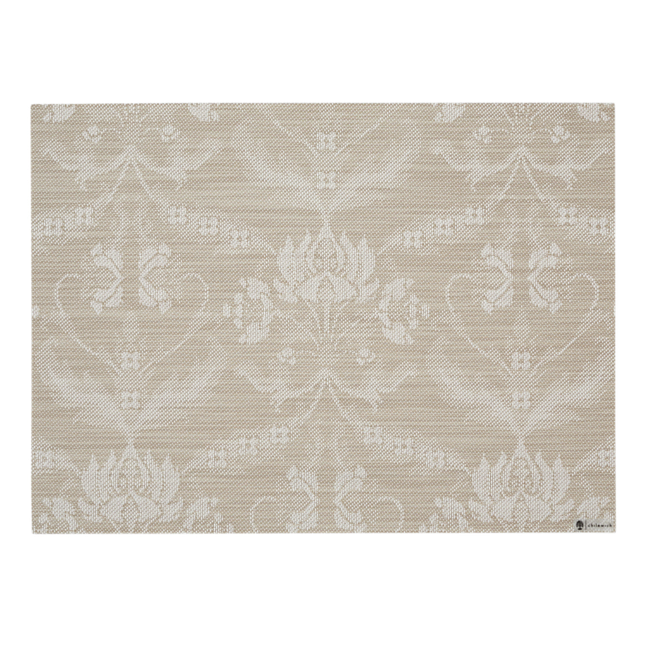 Rectangle Placemats in Midtone Neutral Beige with White Accents 