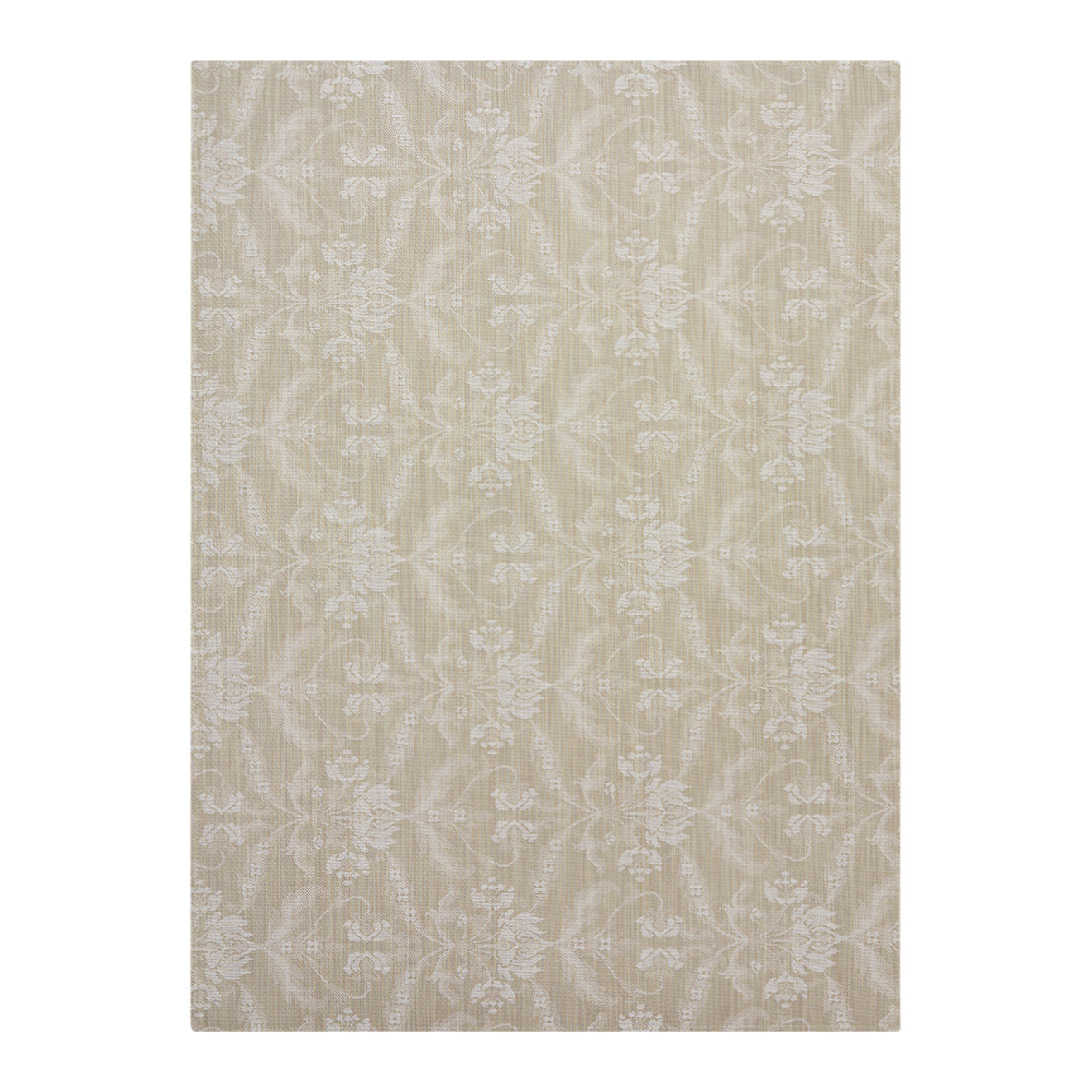 Flax Woven Floor Mat in Light Neutral Beige with White