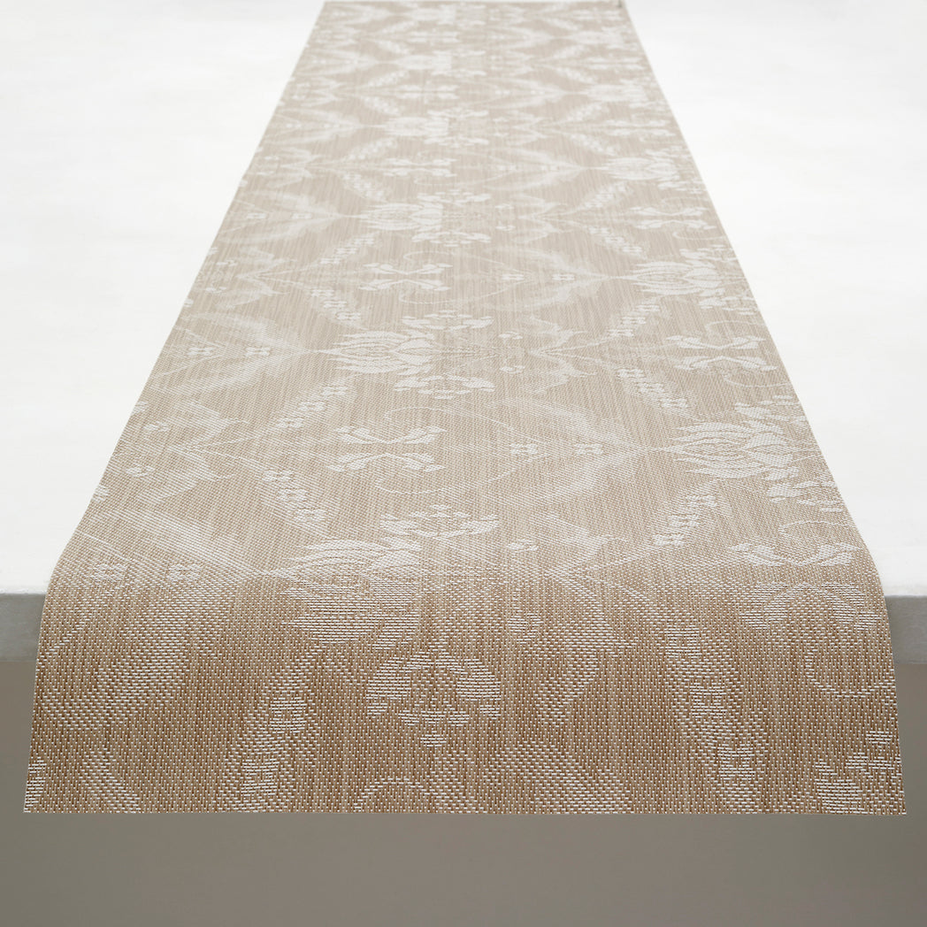 Damask Table Runners - Flax With Prop