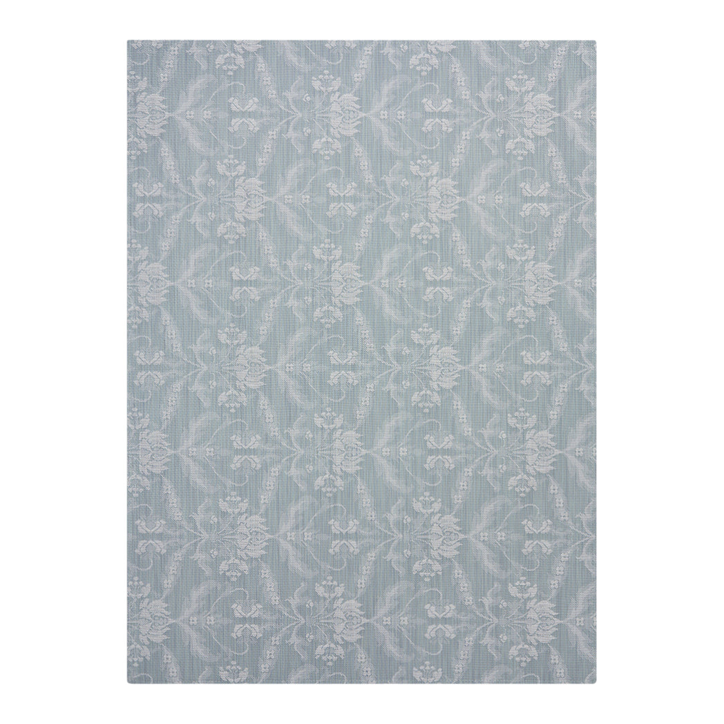 Sea Woven Floor Mat in Muted Light Blue with White