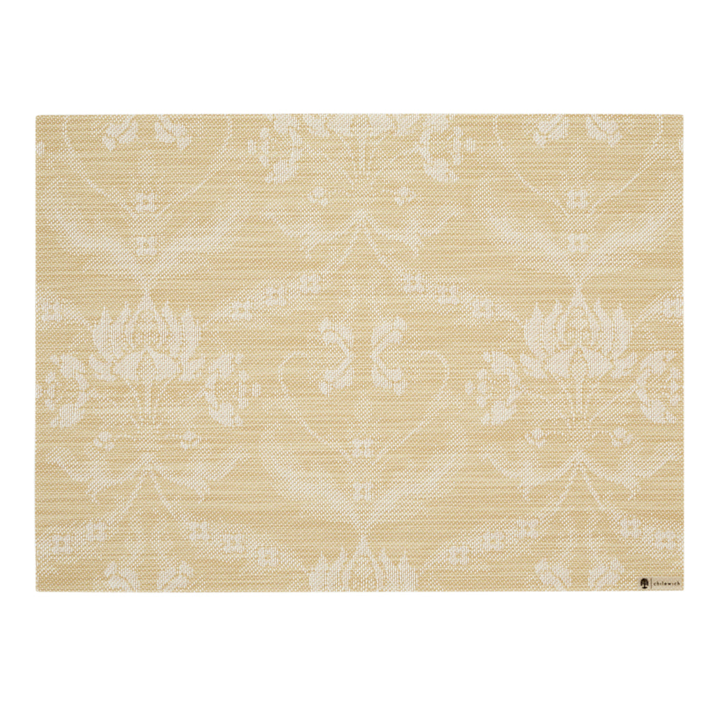 Rectangle Placemats in Muted Light Yellow with White Accents