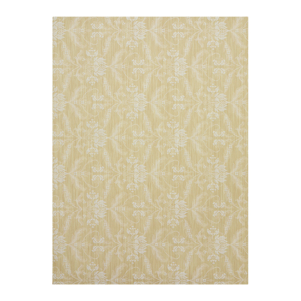 Wheat Woven Floor Mat in Mustard with White
