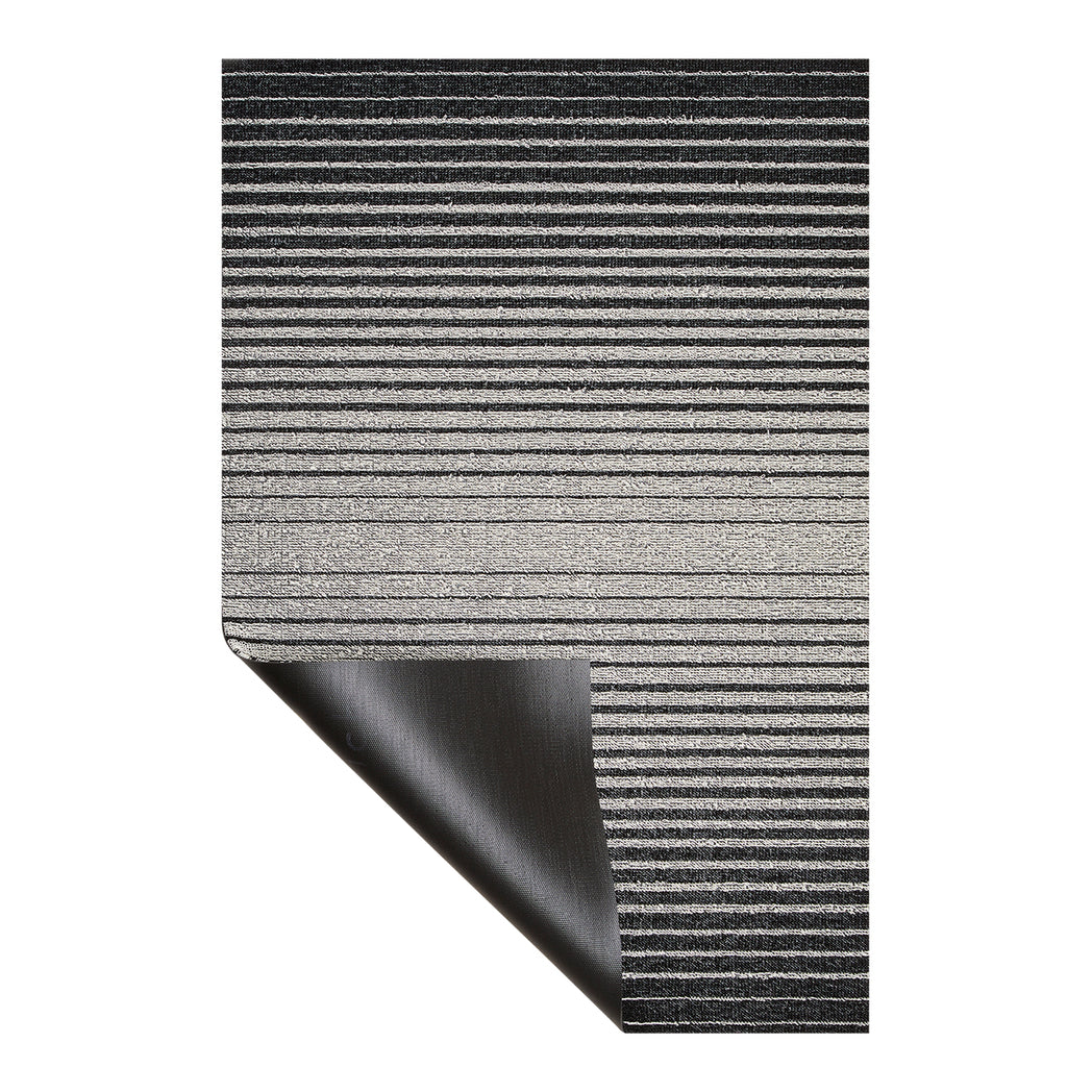 Domino Stripe Shag Mats - Black/White Corner