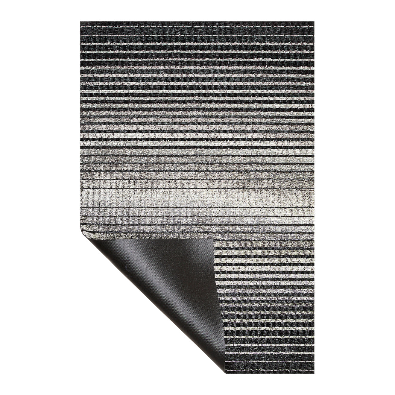 Domino Stripe Shag Mats - Black/White Corner
