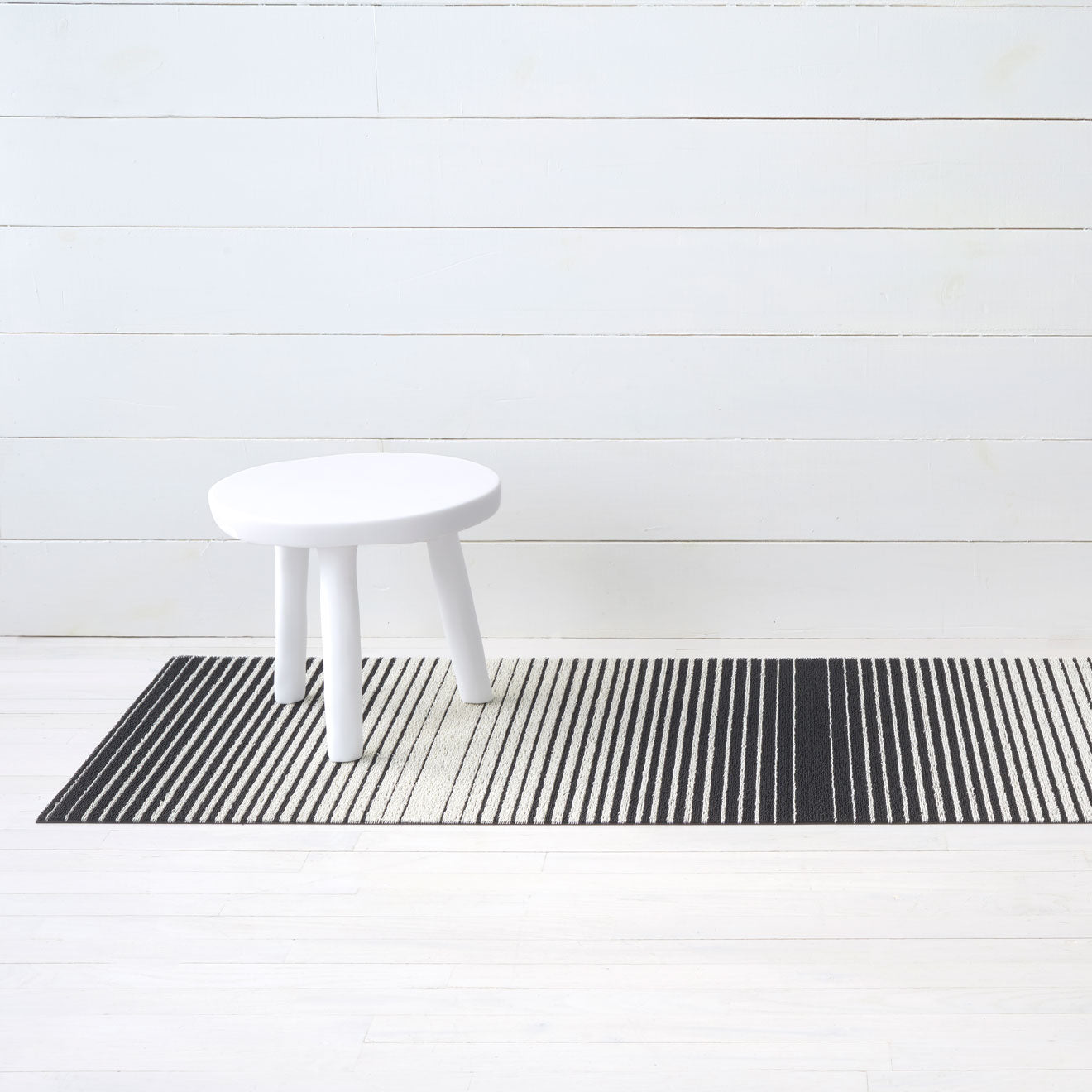 Domino Stripe Shag Mats - Black/White Runner