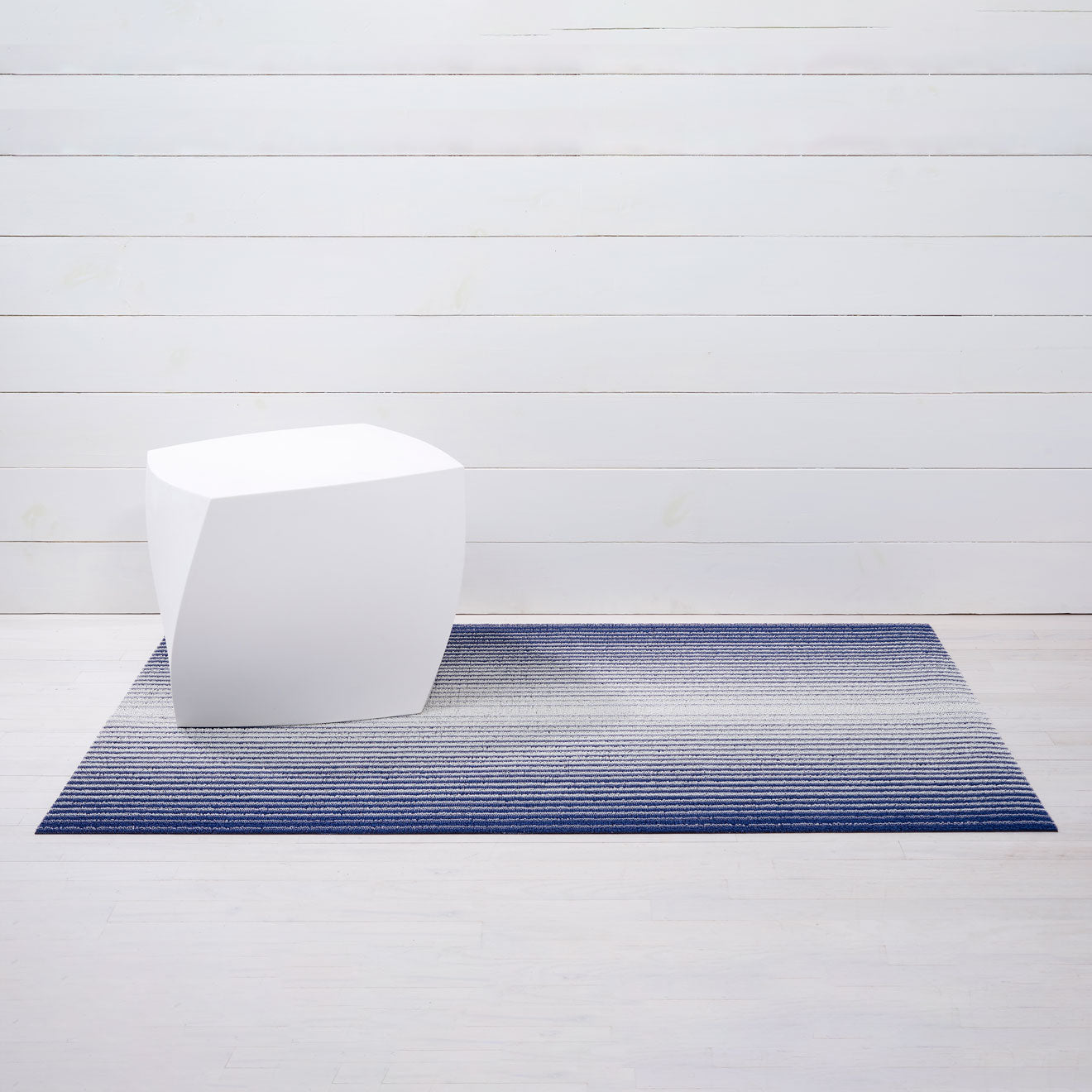 Domino Stripe Shag Mats - Denim Big Mat