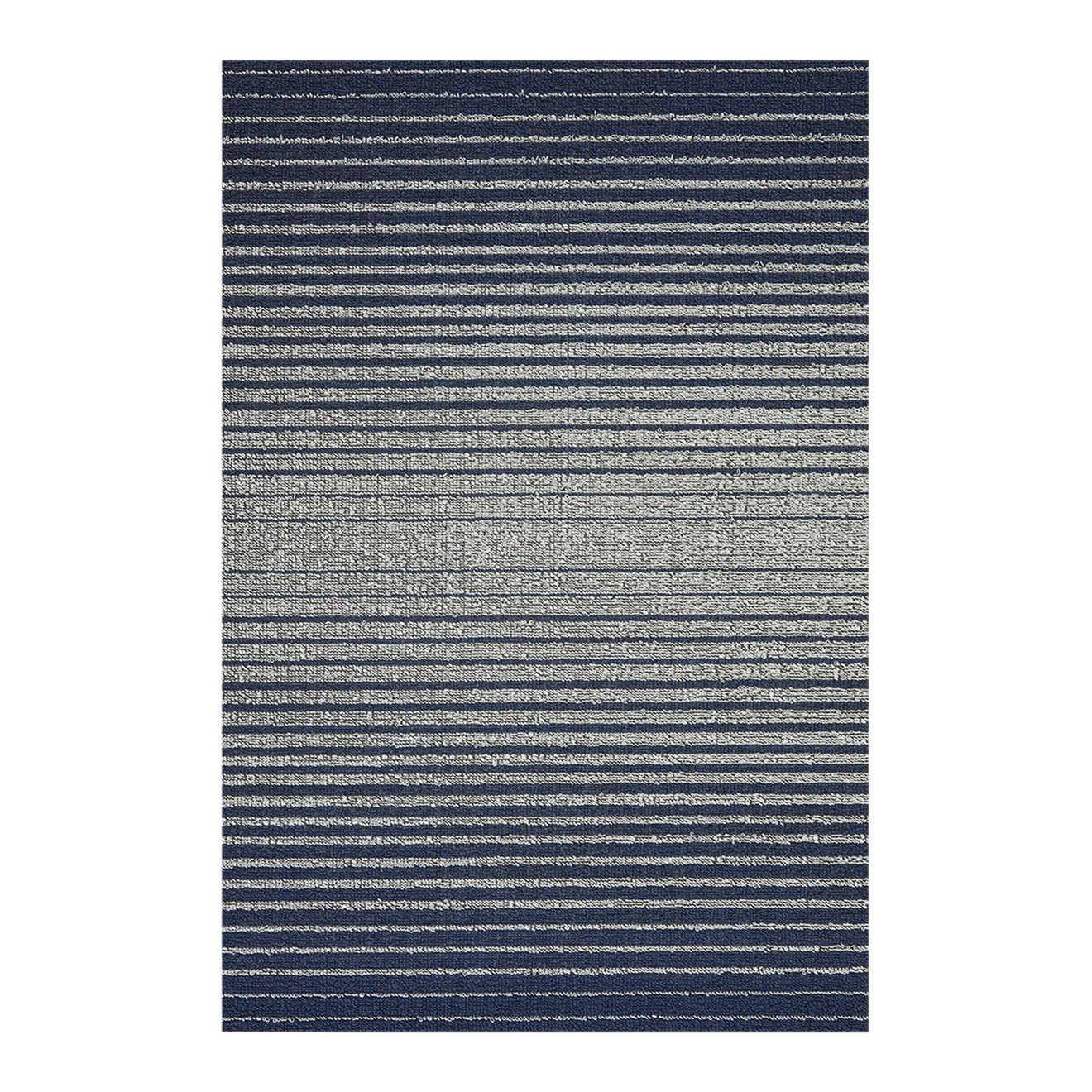 Rectangle Shag Mats in Mix of Midtone Navy Blue and White