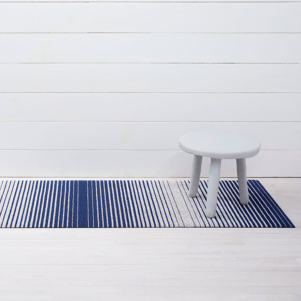 Domino Stripe Shag Mats - Denim Runner