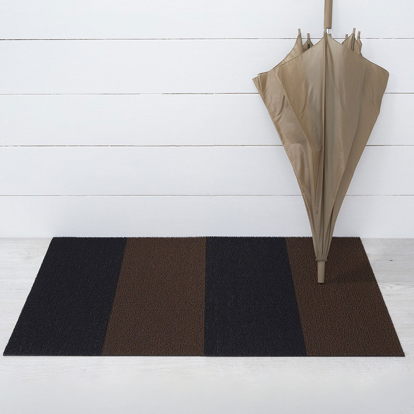 Duo Stripe Shag Mats - Mocha Utility Mat