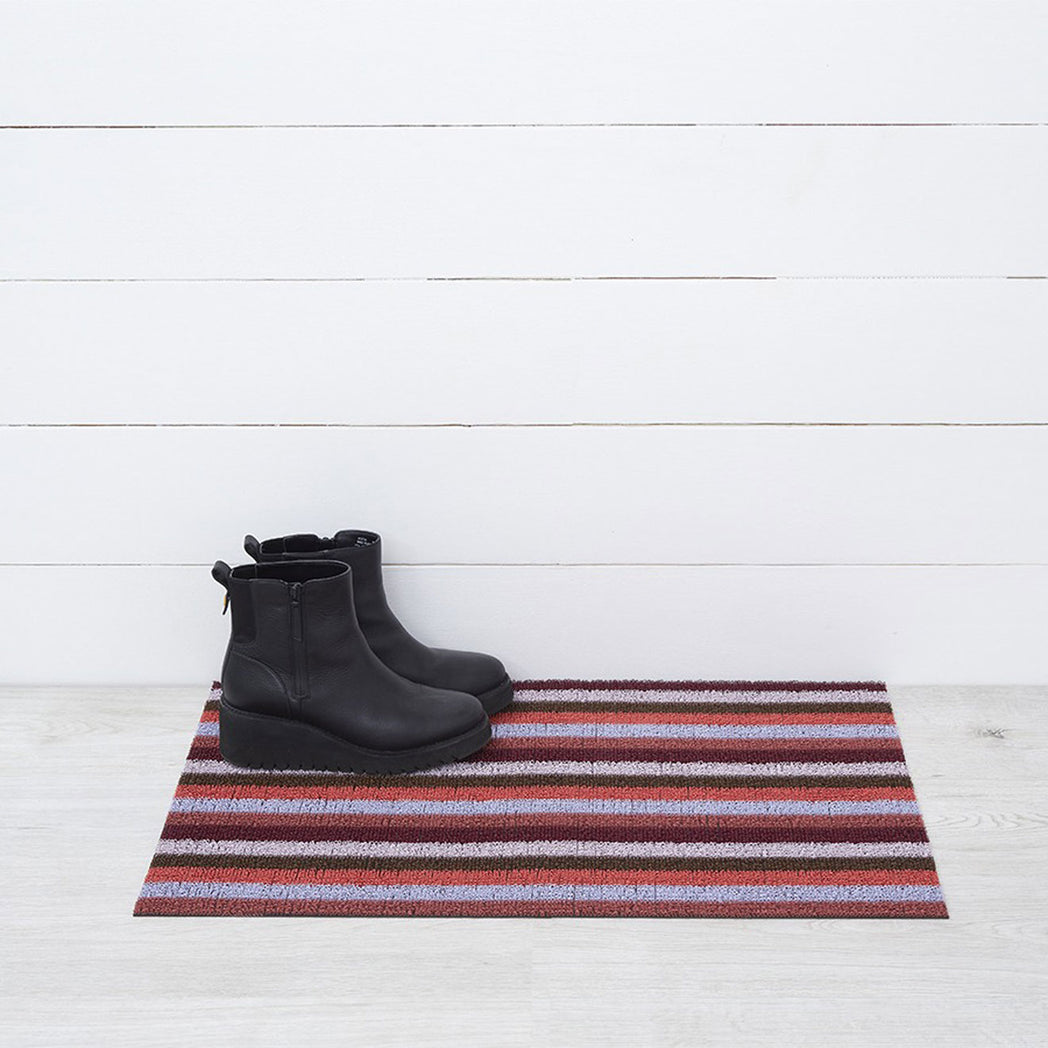 Even Stripe Shag Mats - Berry Doormat