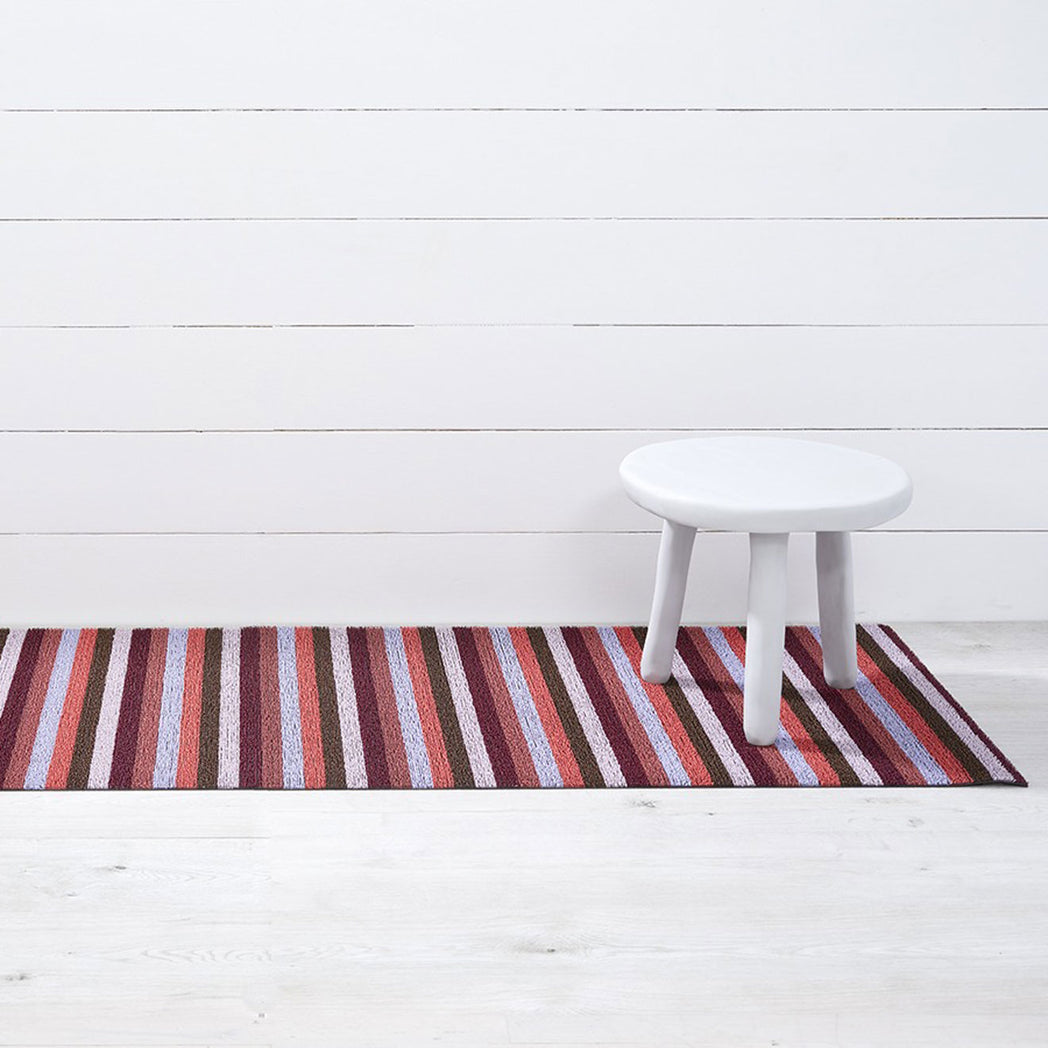Even Stripe Shag Mats - Berry Runner