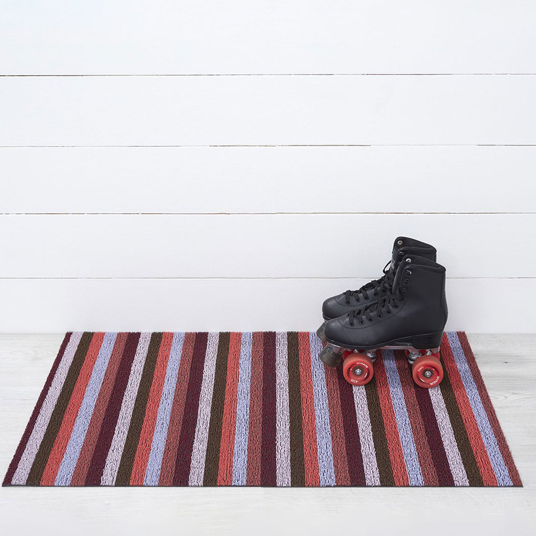 Even Stripe Shag Mats - Berry Utility Mat