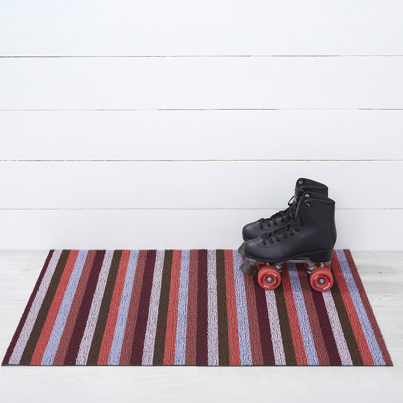 Even Stripe Shag Mats - Berry Utility Mat