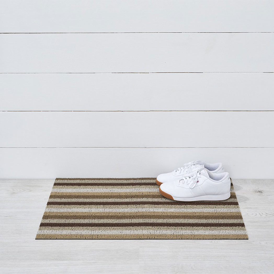 Even Stripe Shag Mats - Mocha Doormat