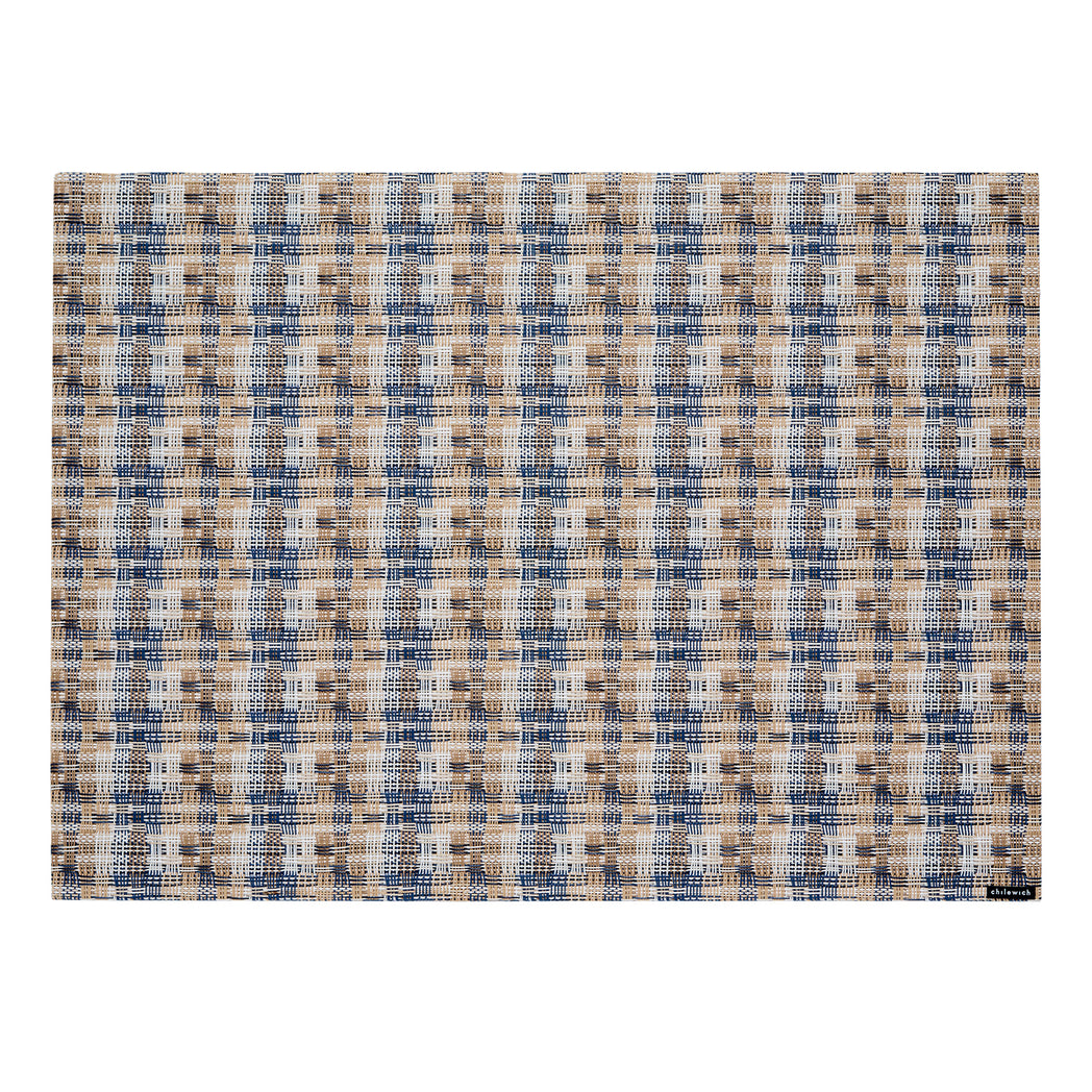 Rectangle Placemats in Mix of Midtone Tan, White and Navy Blue