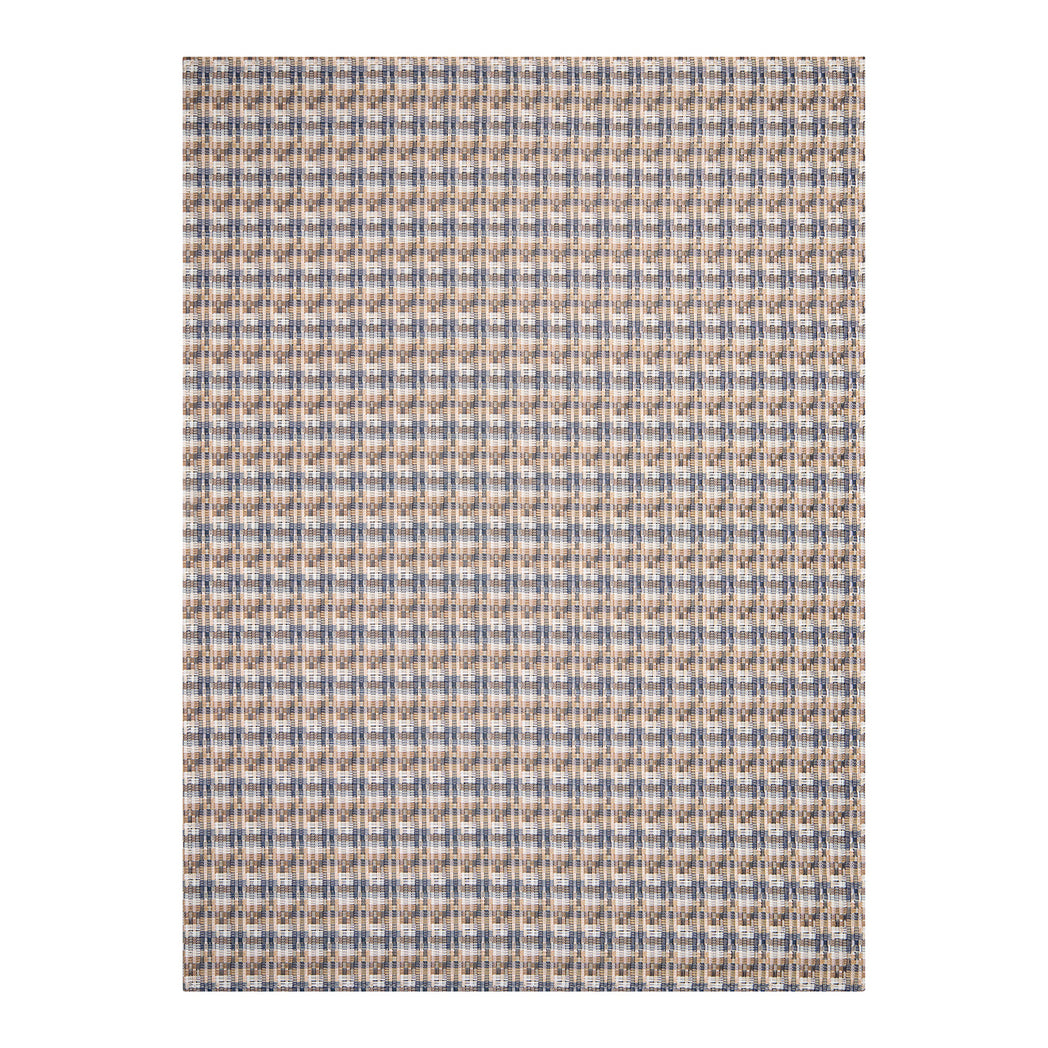 Coast Woven Floor Mat in Mix of Midtone Tan, White and Navy Blue